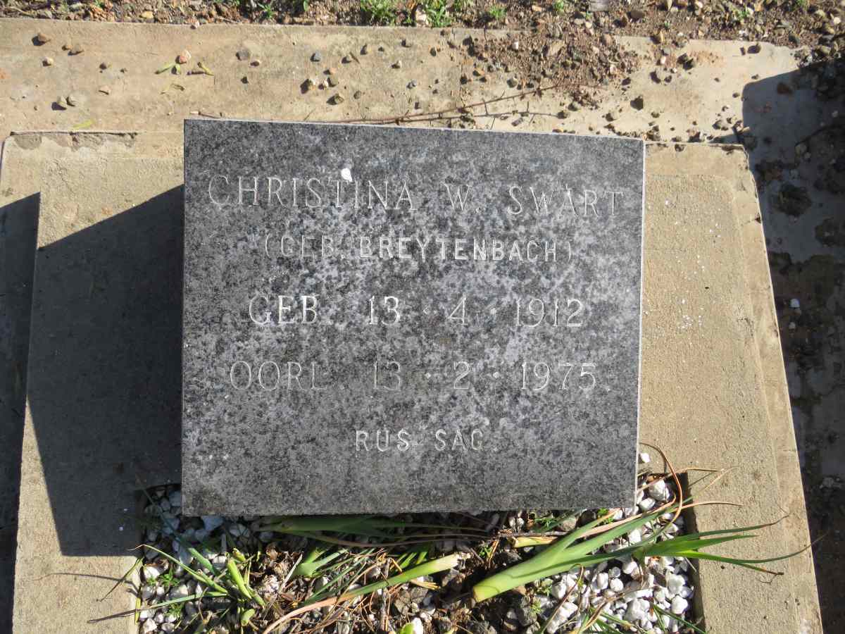 SWART Christina W. nee BREYTENBACH 1912-1975
