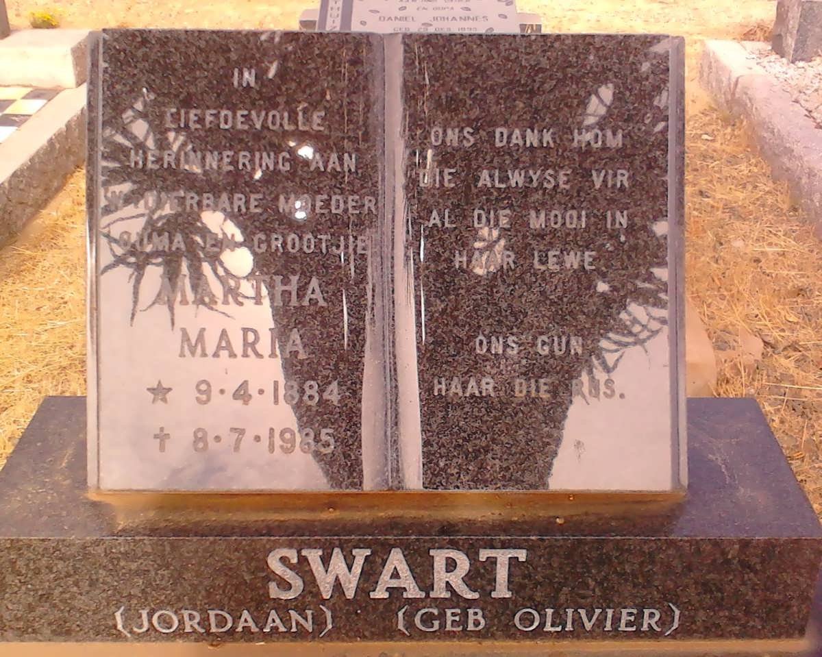 SWART Martha Maria nee OLIVIER 1884-1985