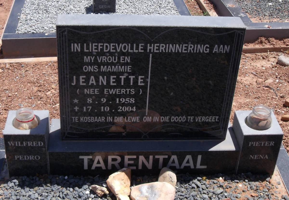 TARENTAAL Jeanette nee EWERTS 1958-2004