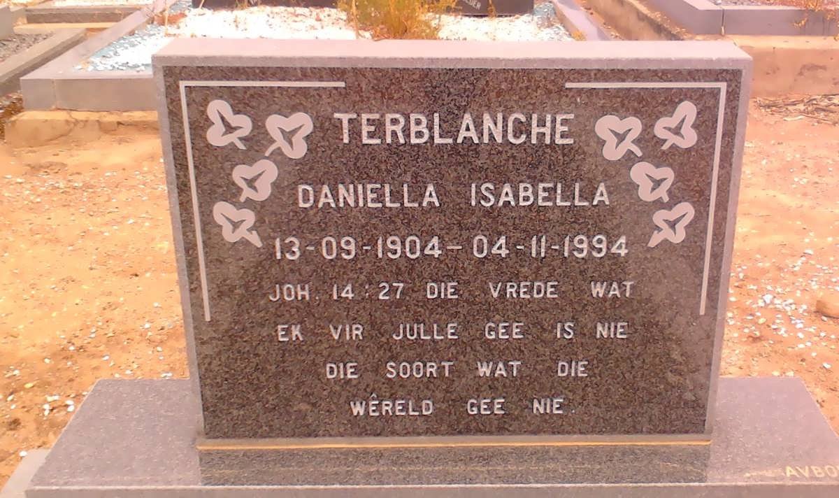 TERBLANCHE Daniella Isabella 1904-1994 