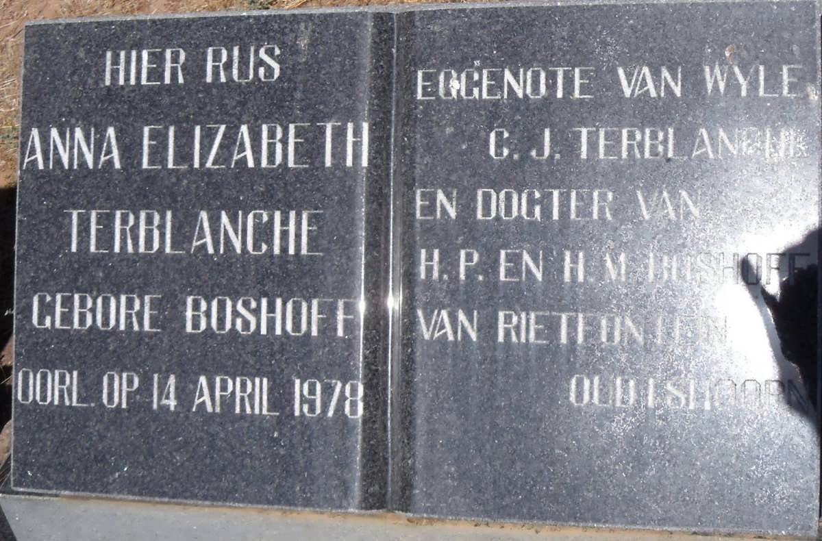 TERBLANCHE Anna Elizabeth nee BOSHOFF ?-1978