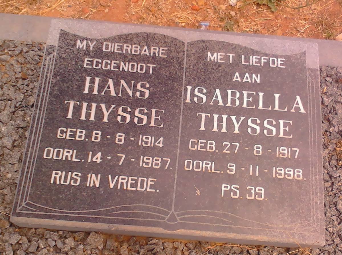 THYSSE Hans 1914-1987 &amp; Isabella 1917-1998