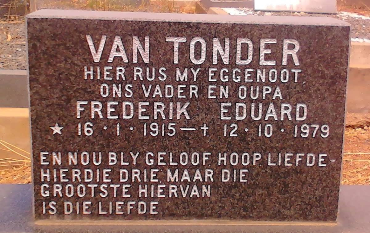 TONDER Frederik Eduard, van 1915-1979
