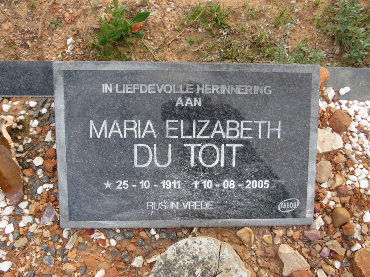 TOIT Maria Elizabeth, du 1911-2005