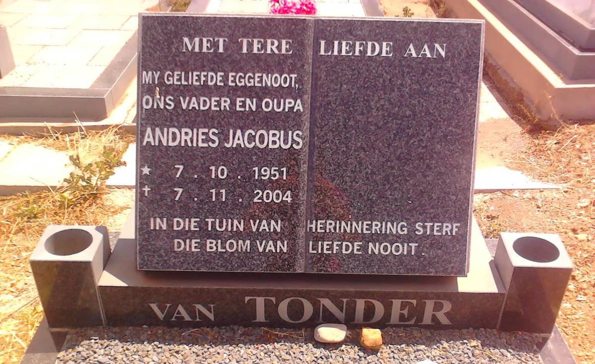 TONDER Andries Jacobus, van 1951-2004