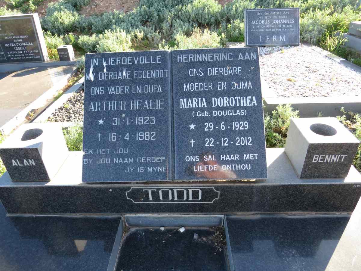 TODD Arthur Healie 1923-1982 & Maria Dorothea DOUGLAS 1929-2012