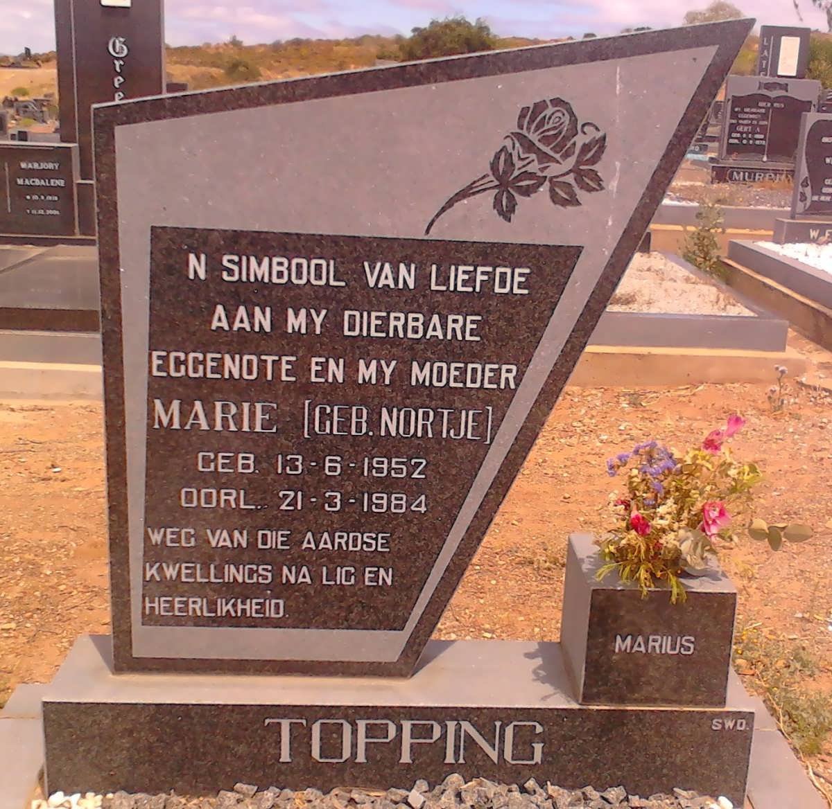 TOPPING Marie nee NORTJE 1952-1984