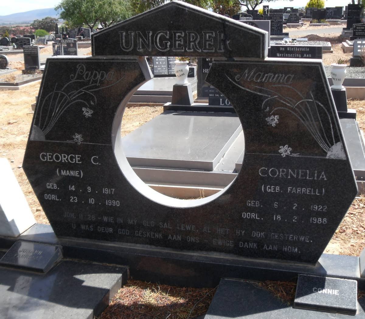 UNGERER George C. 1917-1990 &amp; Cornelia FARRELL 1922-1988