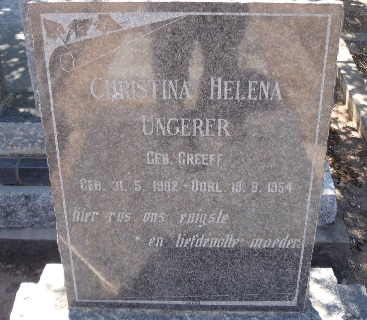 UNGERER Christina Helena nee GREEFF 1902-1954