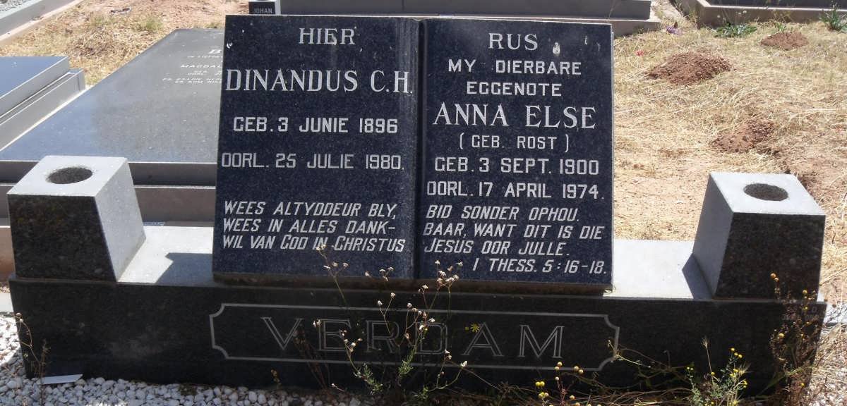 VERDAM Dinandus C.H. 1896-1980 &amp; Anna Else ROST 1900-1974