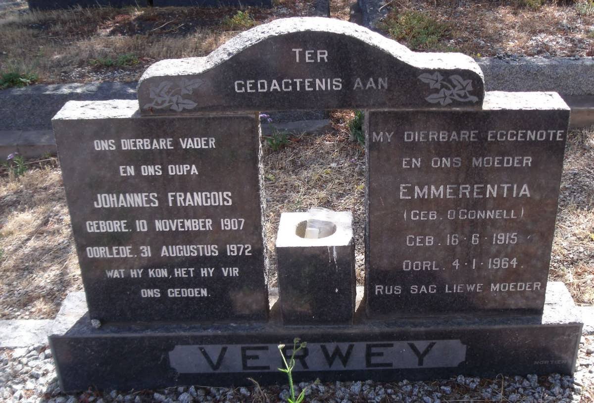 VERWEY Johannes Francois 1907-1972 &amp; Emmerentia O'CONNELL 1915-1964