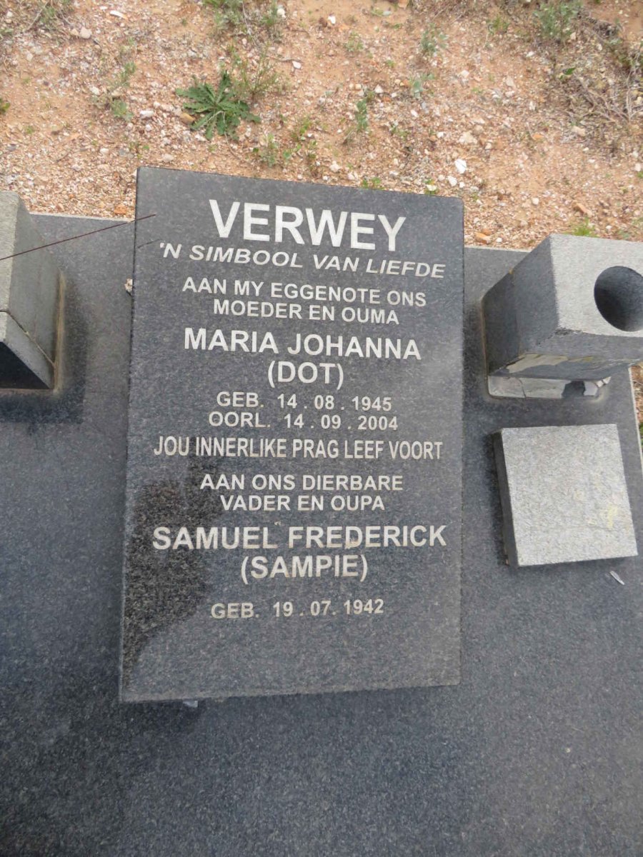 VERWEY Samuel Frederick 1942- & Maria Johanna 1945-2004