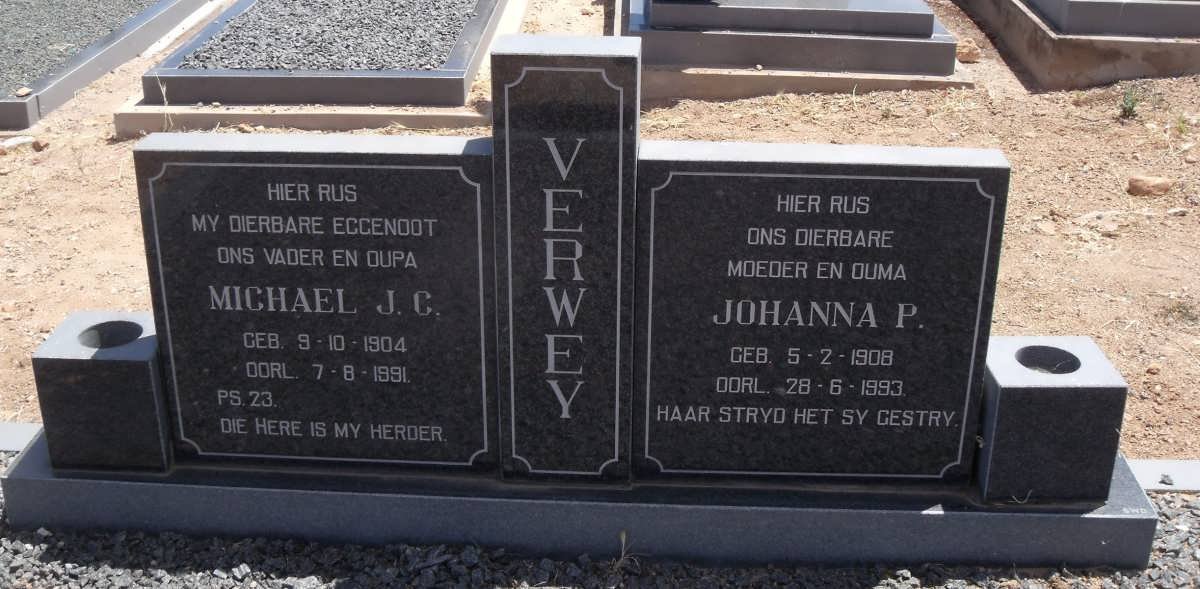 VERWEY Michael J.C. 1904-1991 &amp; Johanna P. 1908-1993