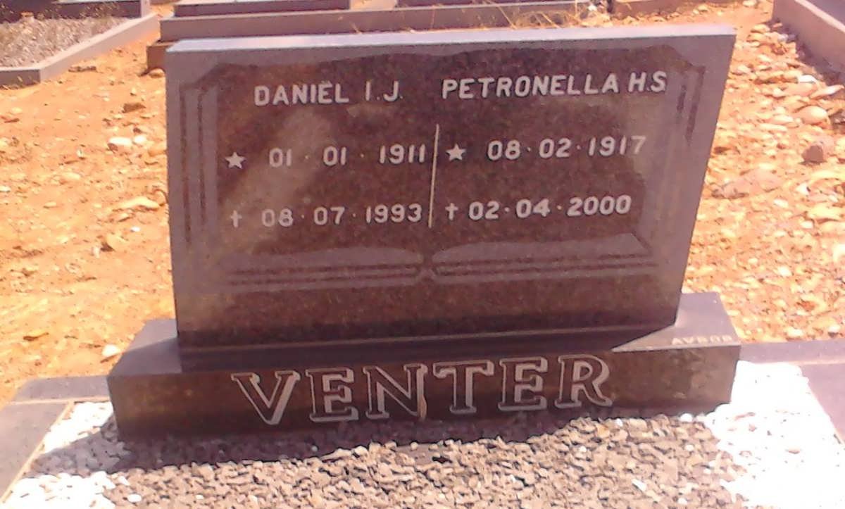 VENTER Daniel I.J. 1911-1993 &amp; Petronella H.S. 1917-2000
