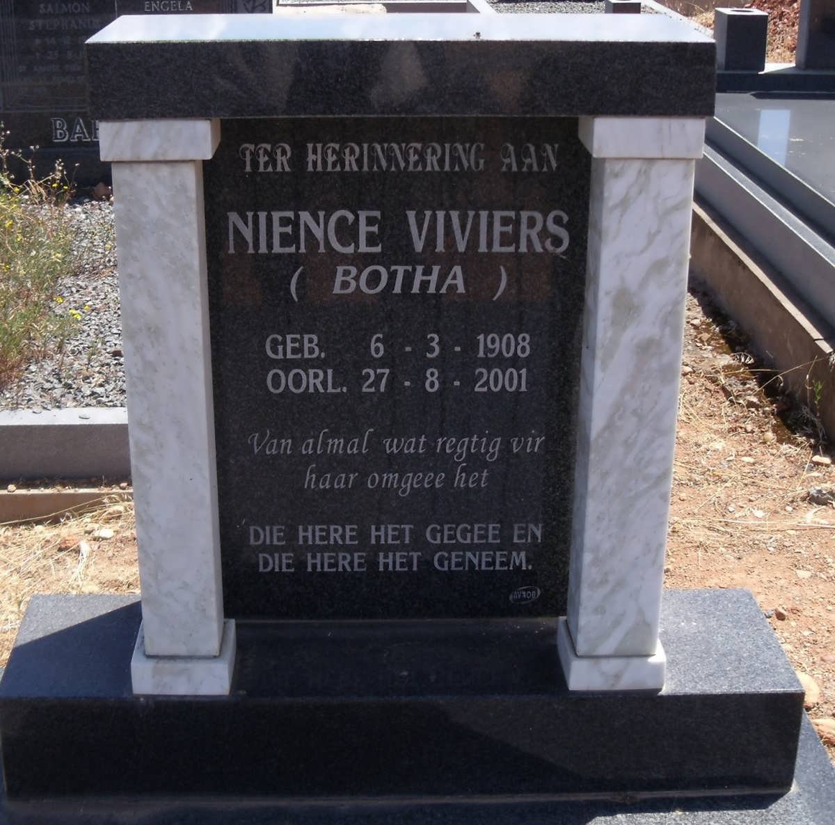 VIVIERS Nience nee BOTHA 1908-2001