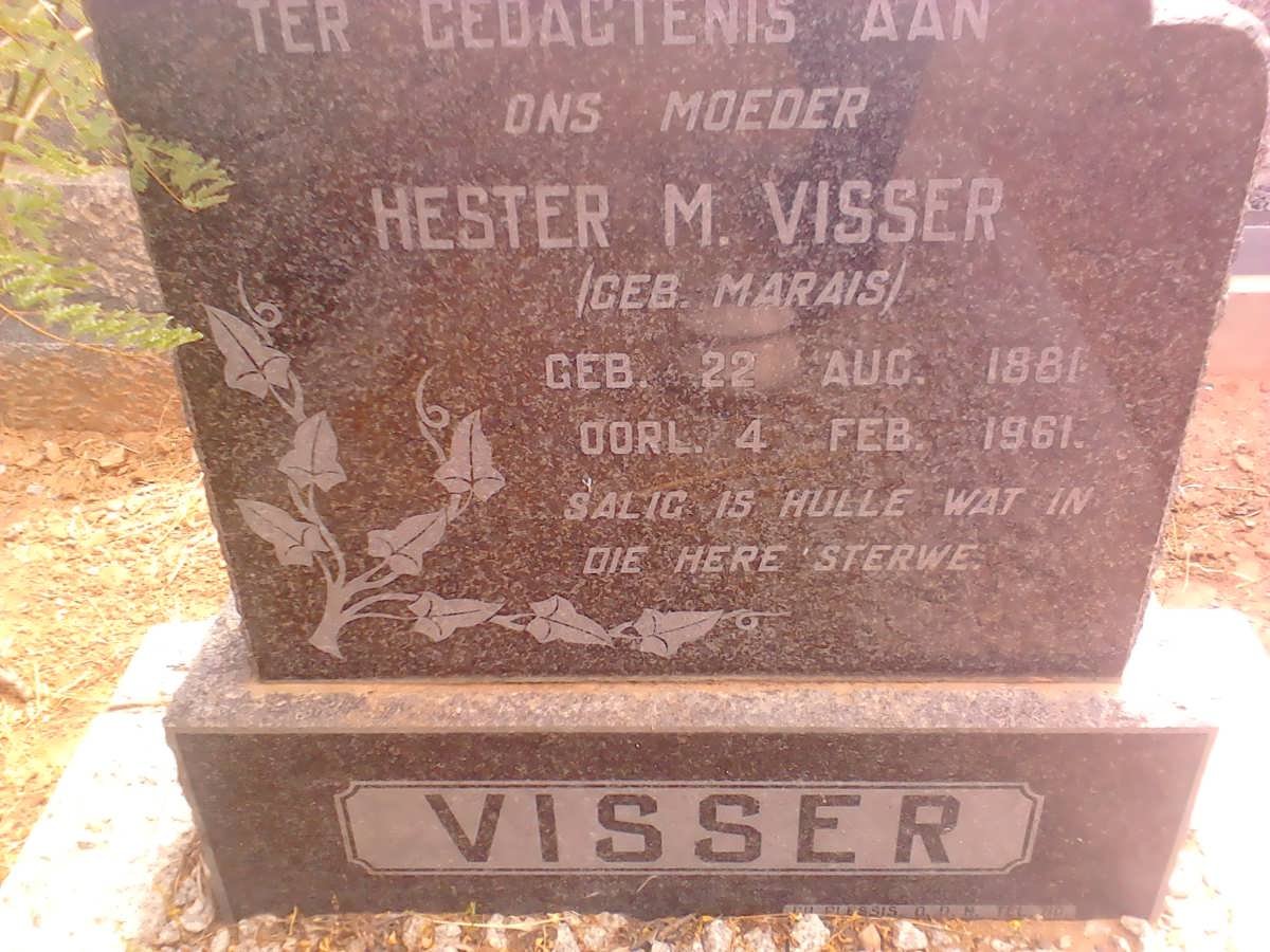 VISSER Hester M. nee MARAIS 1881-1961