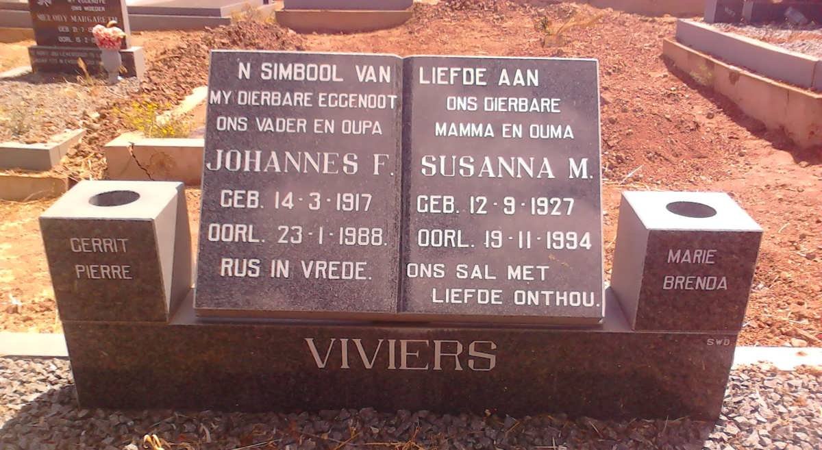 VIVIERS Johannes F. 1917-1988 &amp; Susanna M. 1927-1994