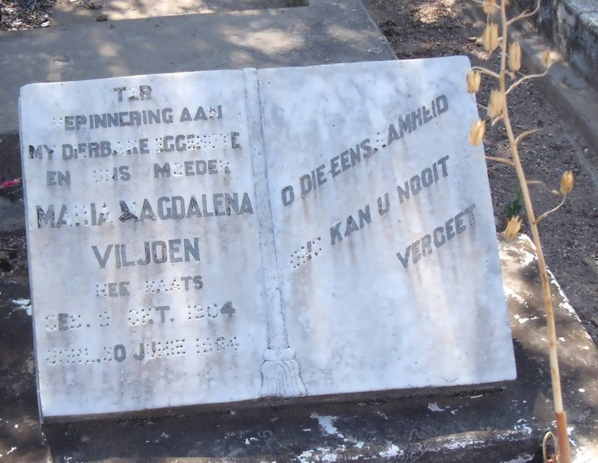 VILJOEN Maria Magdalena nee RAATS 1904-1954