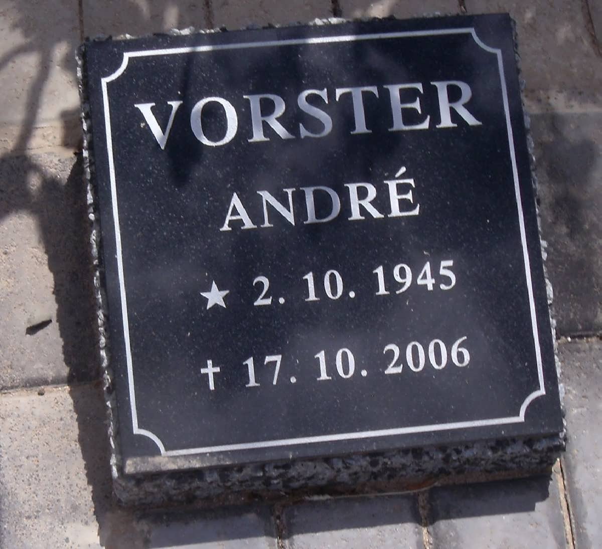 VORSTER André 1945-2006