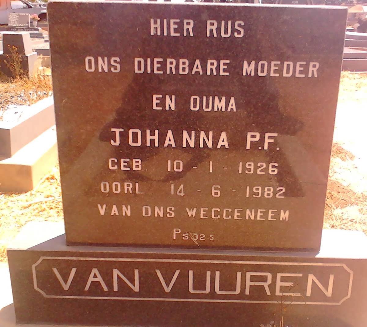 VUUREN Johanna P.F., van 1926-1982