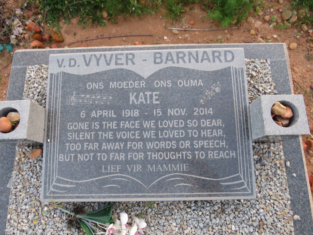 VYVER Kate, v.d. BARNARD 1918-2014