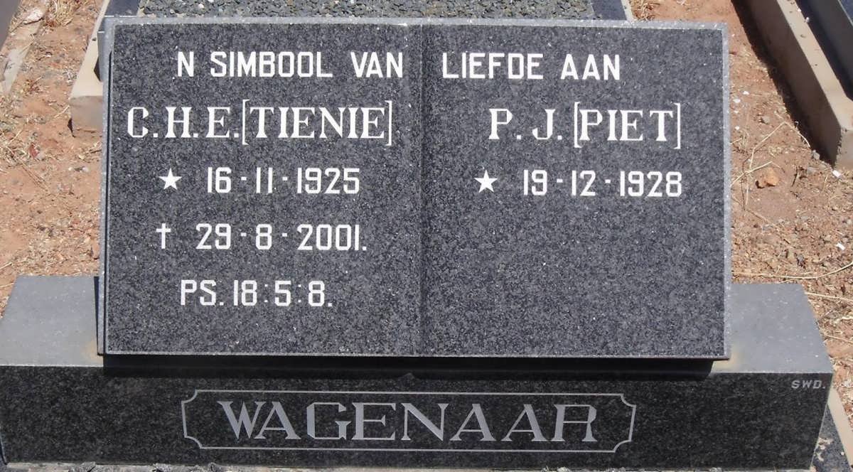 WAGENAAR P.J. 1928- &amp; C.H.E. 1925-2001