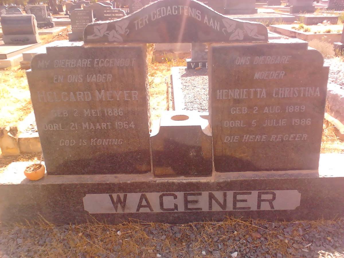WAGENAAR Helgard Meyer 1886-1964 &amp; Henrietta Christina 1889-1986