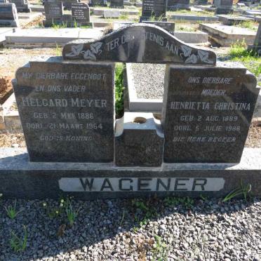 WAGENER Helgard Meyer 1886-1964 & Henrietta Christina 1889-1986