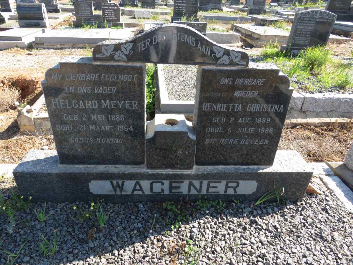 WAGENER Helgard Meyer 1886-1964 & Henrietta Christina 1889-1986