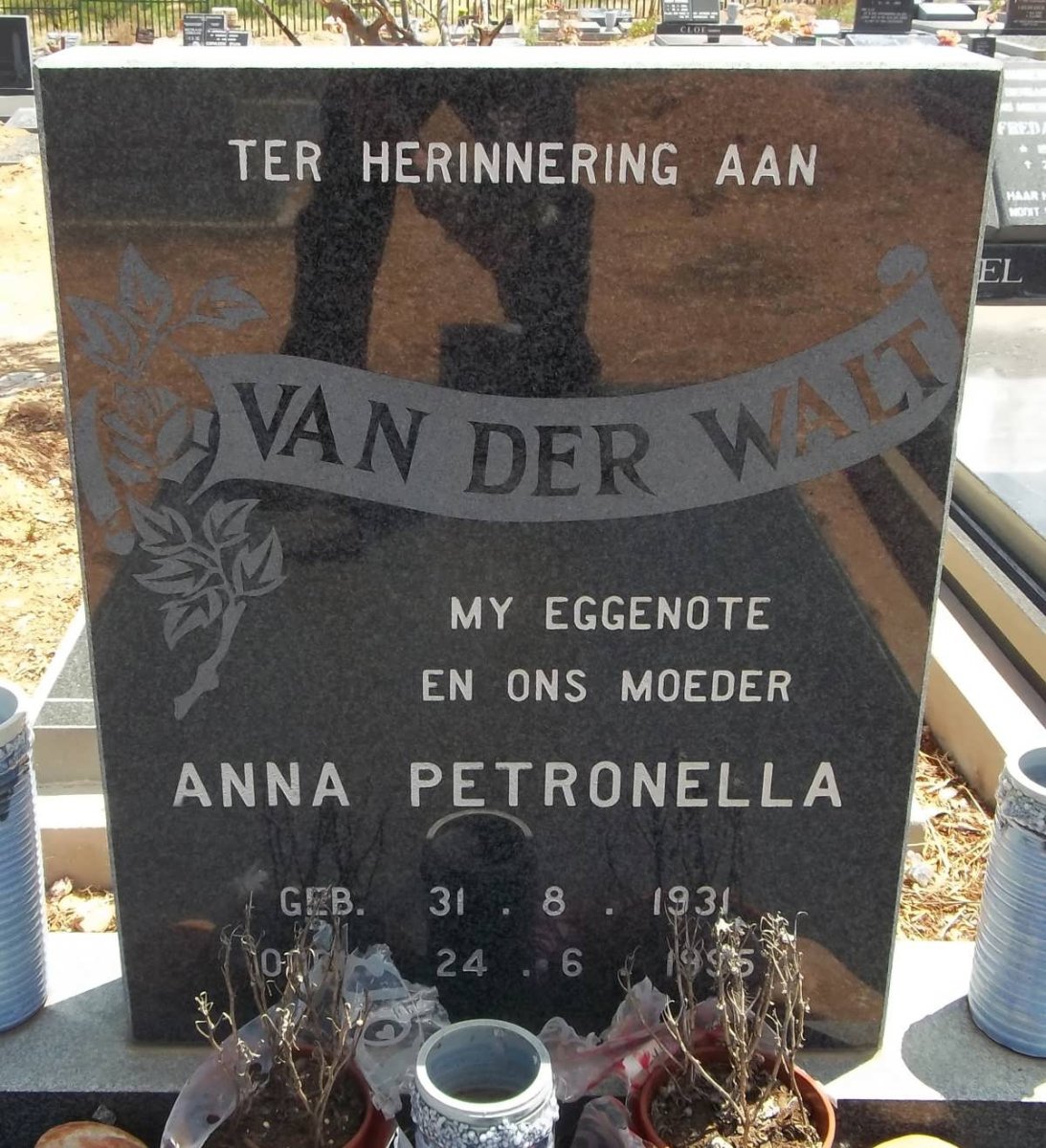 WALT Anna Petronella, van der 1931-1995