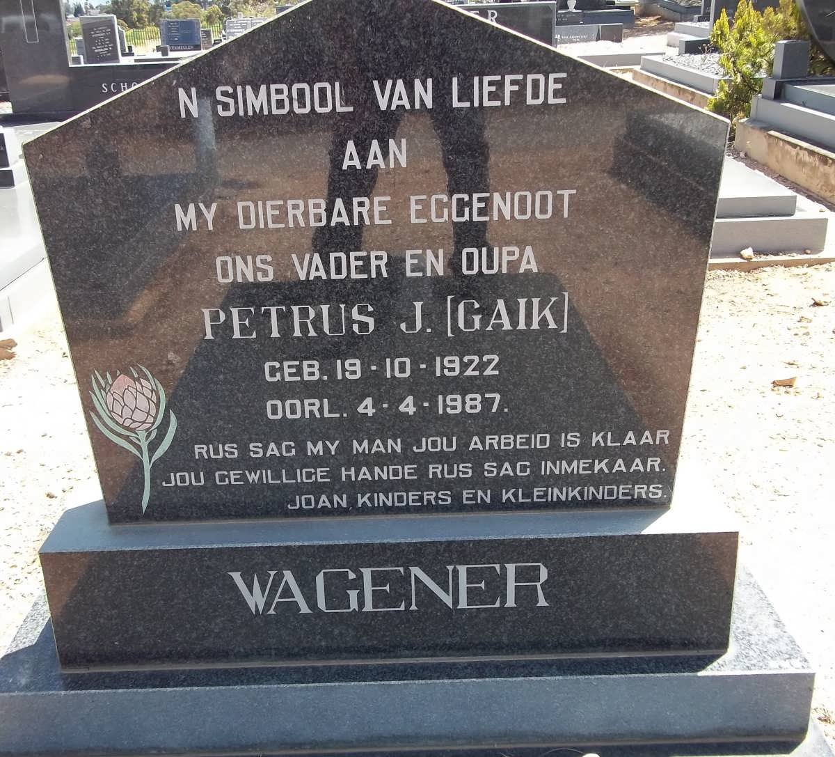 WAGENER Petrus J. 1922-1987