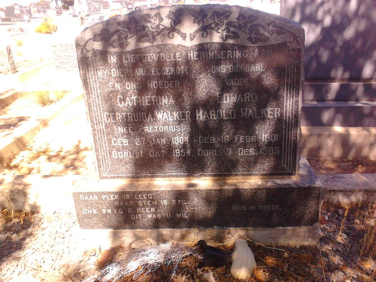 WALKER Edward Harold 1901-1985 &amp; Catharina Gertruida PRETORIUS 1904-1954