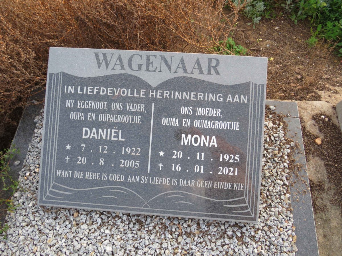 WAGENAAR Daniel 1922-2005 & Mona 1925-2021