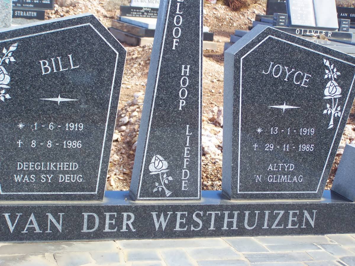 WESTHUIZEN Bill, van der 1919-1986 &amp; Joyce 1919-1985