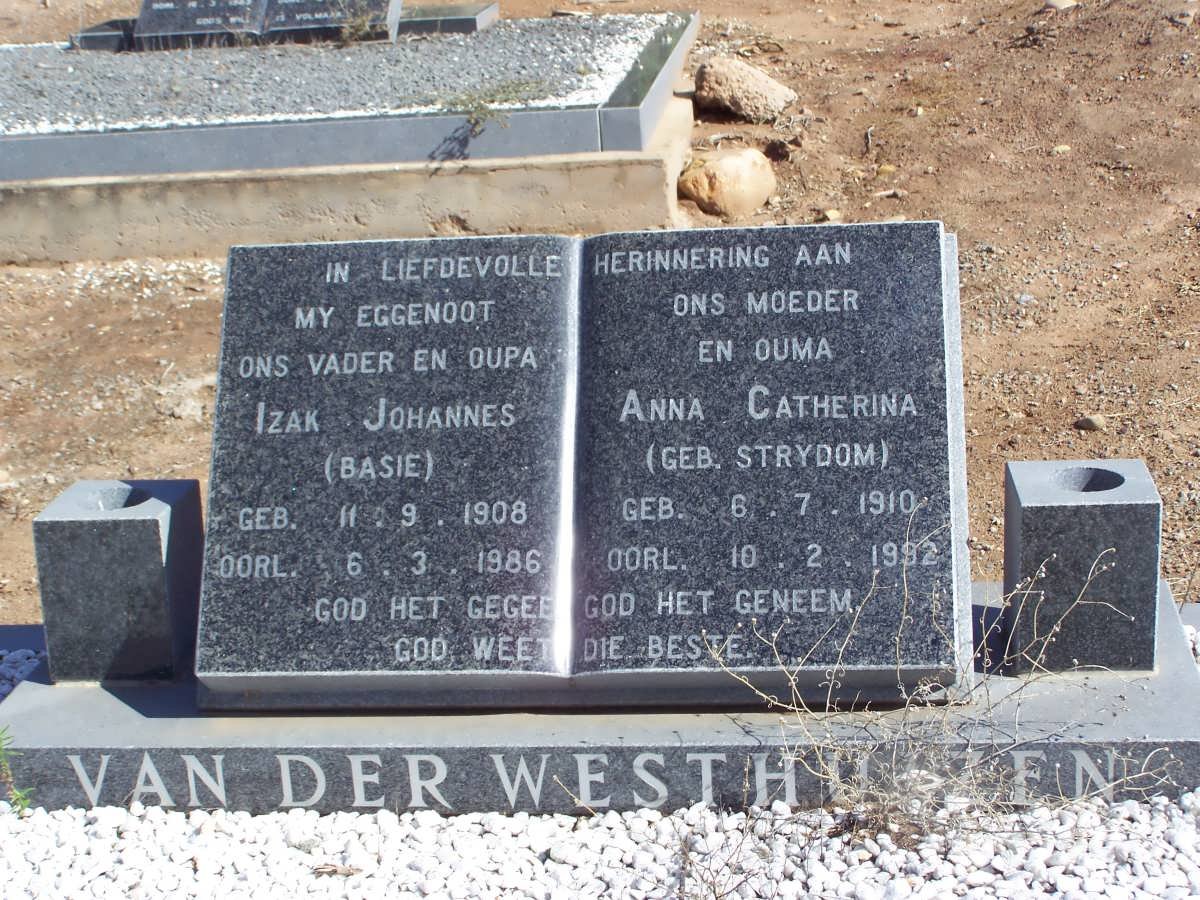 WESTHUIZEN Izak Johannes, van der 1908-1986 &amp; Anna Catherina STRYDOM 1910-1992