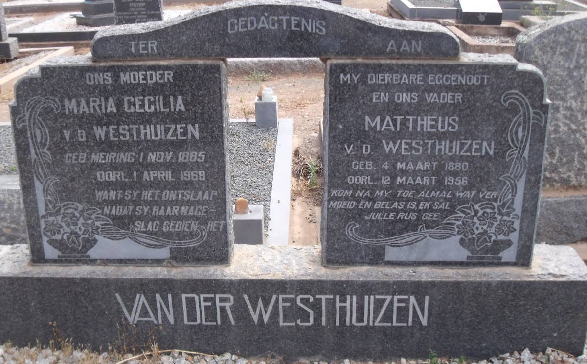 WESTHUIZEN Mattheus, van der 1880-1956 &amp; Maria Cecilia 1885-1969