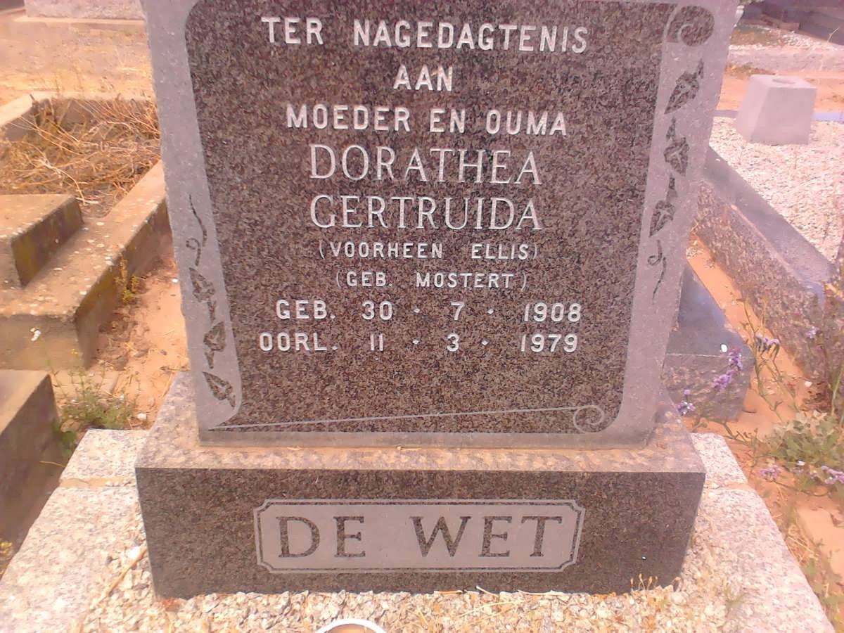 WET Dorathea Gertruida, de formerly ELLIS, nee MOSTERT 1908-1979