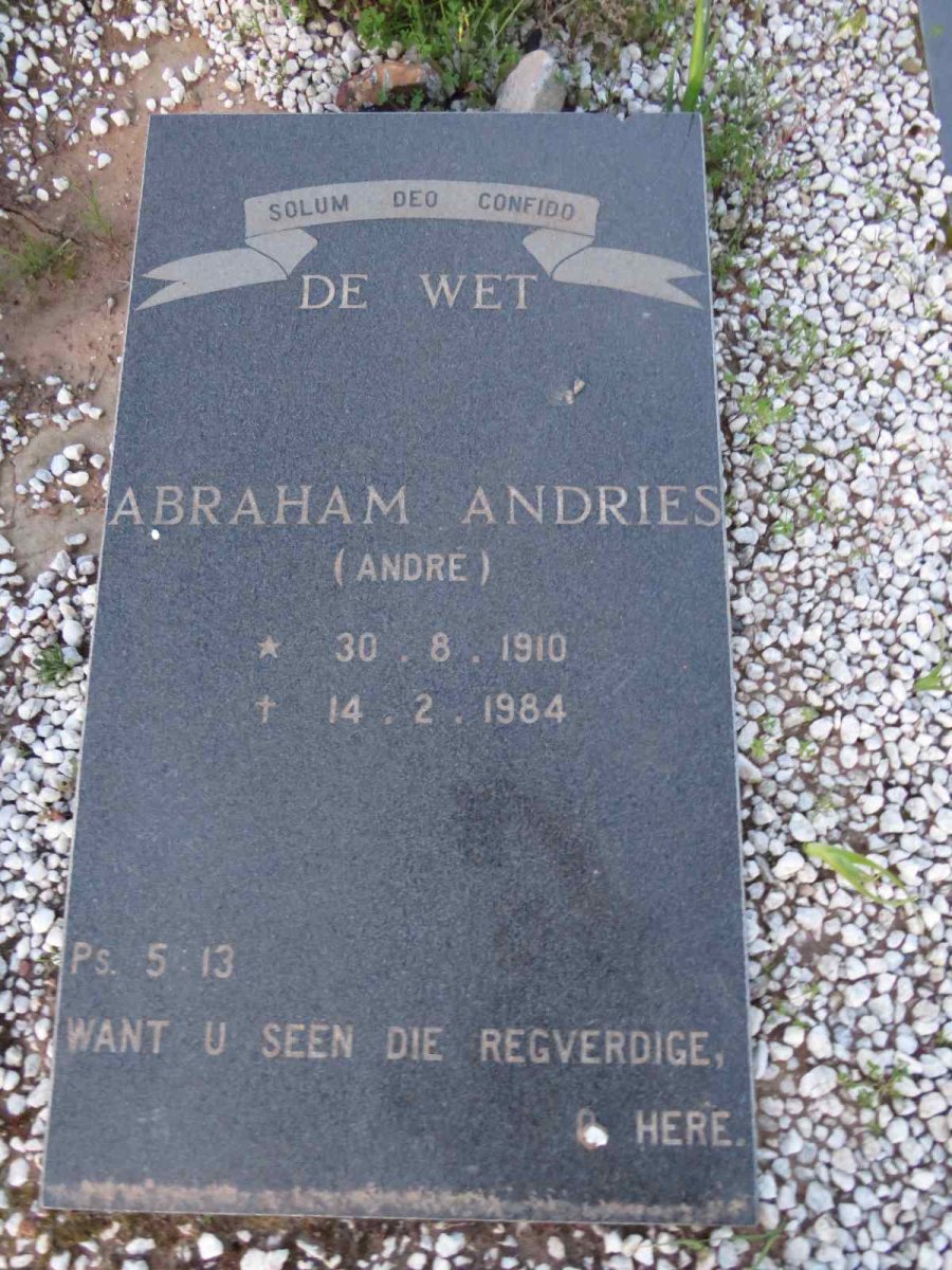 WET Abraham Andries, de 1910-1984