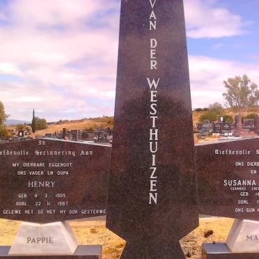 WESTHUIZEN Henry, van der 1905-1987 &amp; Susanna Elizabeth VAN DER WESTHUIZEN 1910-1992