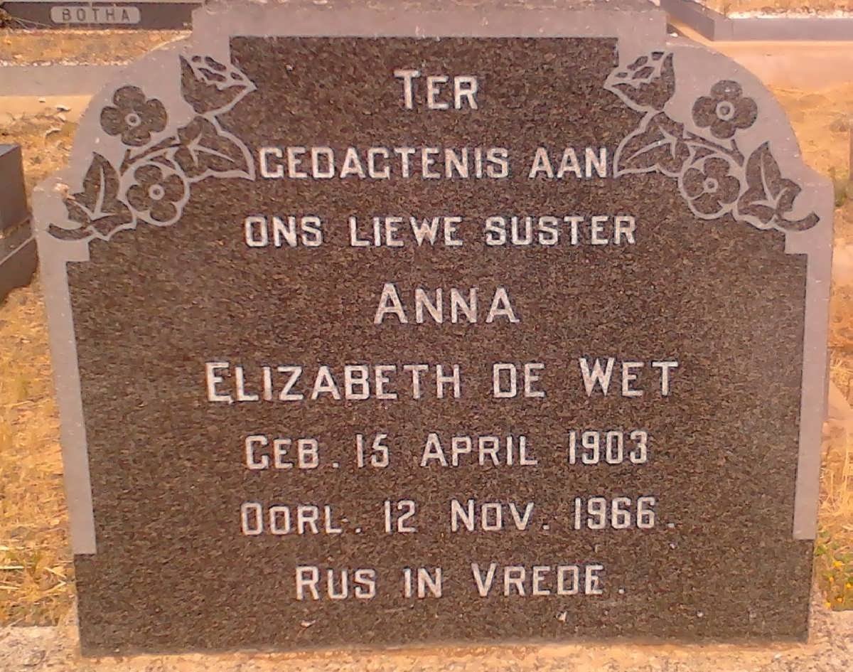 WET Anna Elizabeth, de 1903-1966