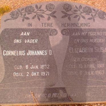 WESTHUIZEN Cornelius D., van der 1892-1971 &amp; Elizabeth Susan DICKSON 1901-1967