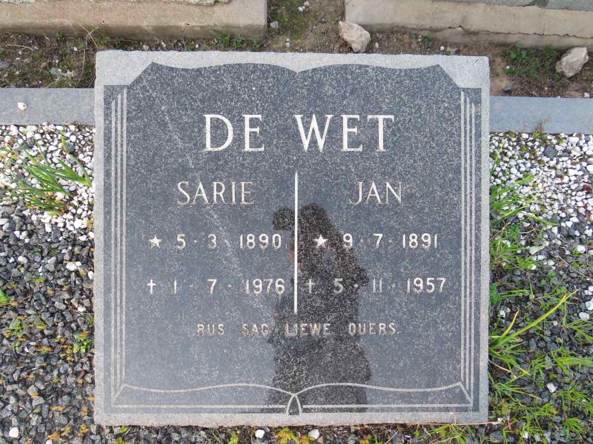 WET Jan, de 1891-1957 & Sarie 1890-1976