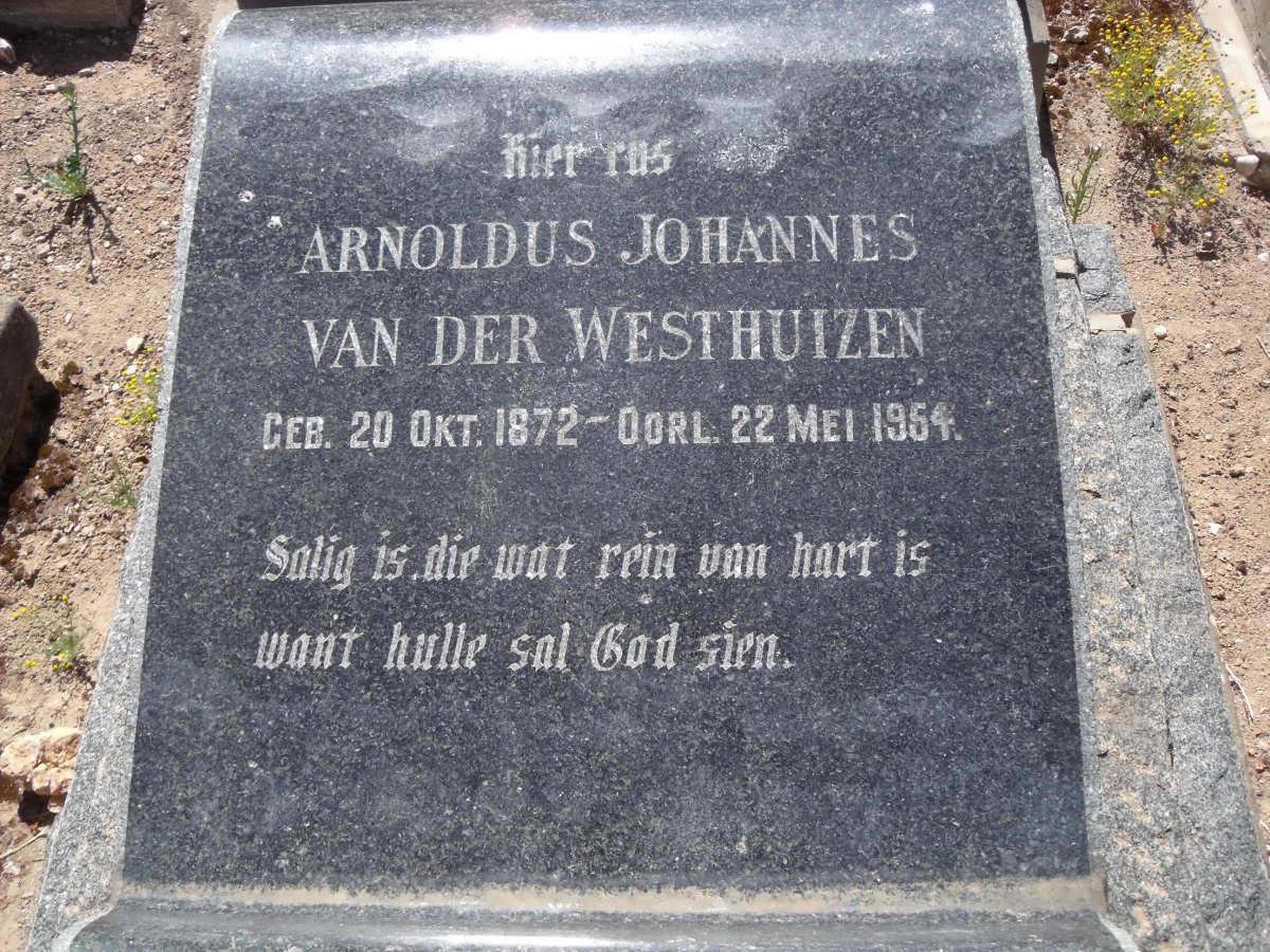 WESTHUIZEN Arnoldus Johannes, van der 1872-1964