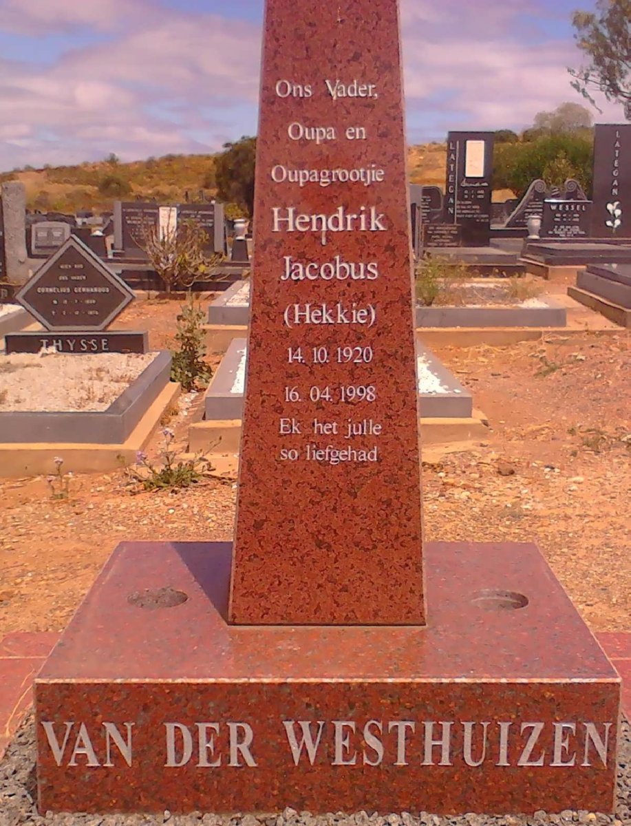 WESTHUIZEN Hendrik Jacobus, van der 1920-1998