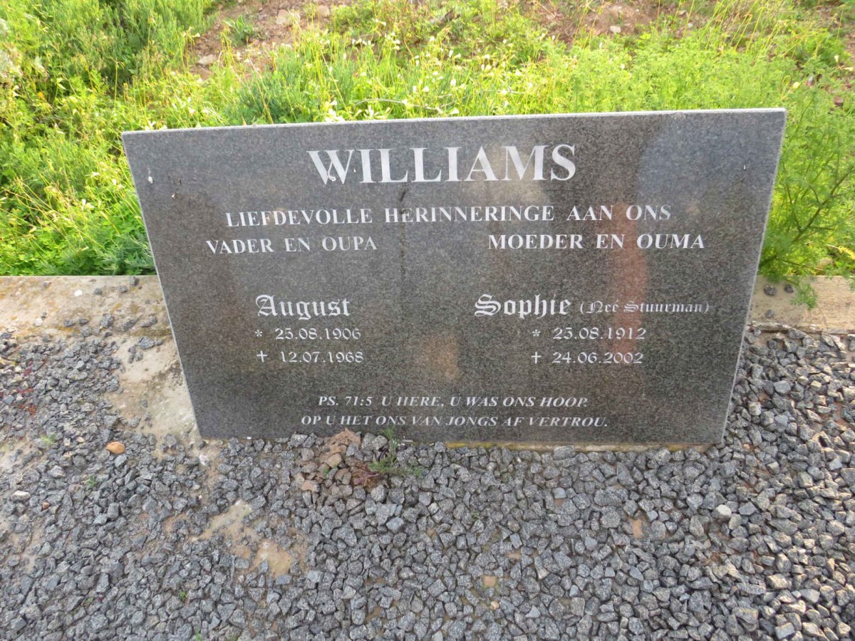 WILLIAMS August 1906-1968 & Sophie STUURMAN 1912-2002