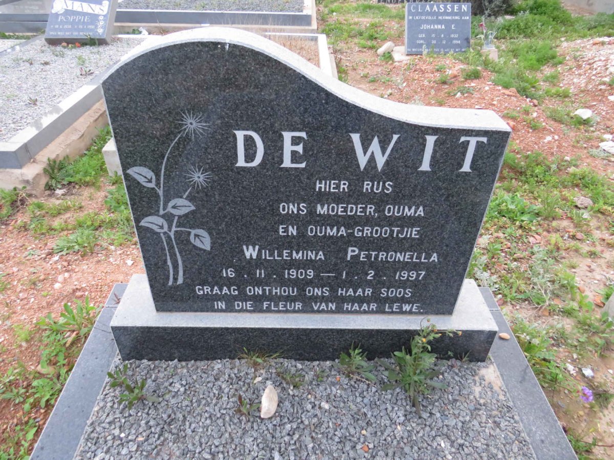WIT Willemina Petronella, de 1909-1997