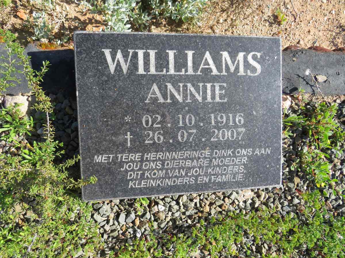 WILLIAMS Annie 1916-2007