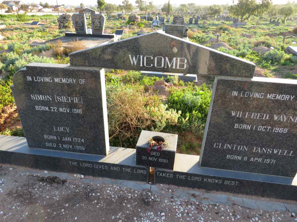 WICOMB Simon 1918-  & Lucy 1924-1996 :: WICOMB Wilfred Wayne 1968- :: WICOMB Clinton Tanswell 1971- :: RYNEVELD C.A.V. nee WICOMB 1948-2010