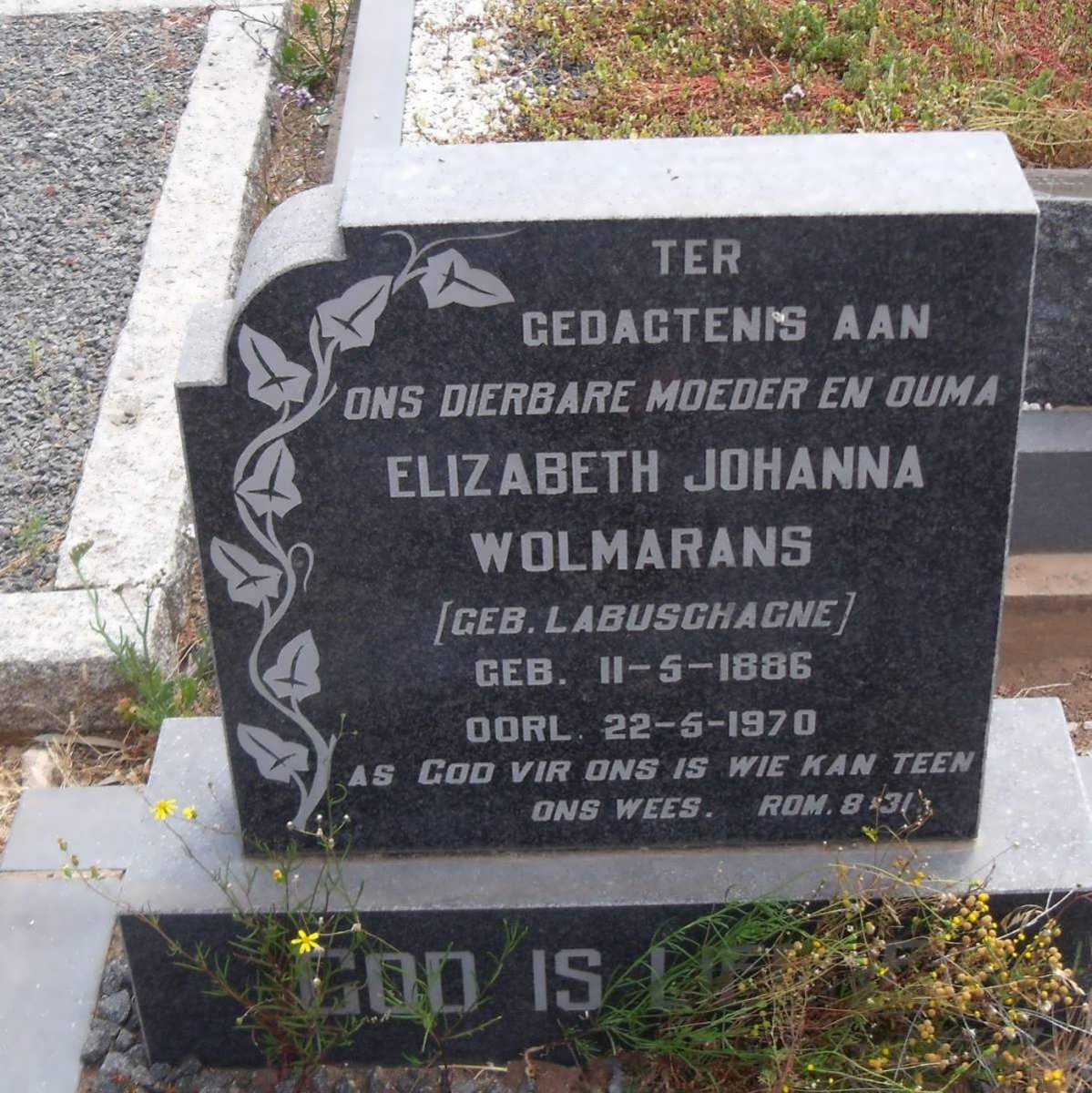 WOLMARANS  Elizabeth Johanna nee LABUSCHAGNE 1886-1970