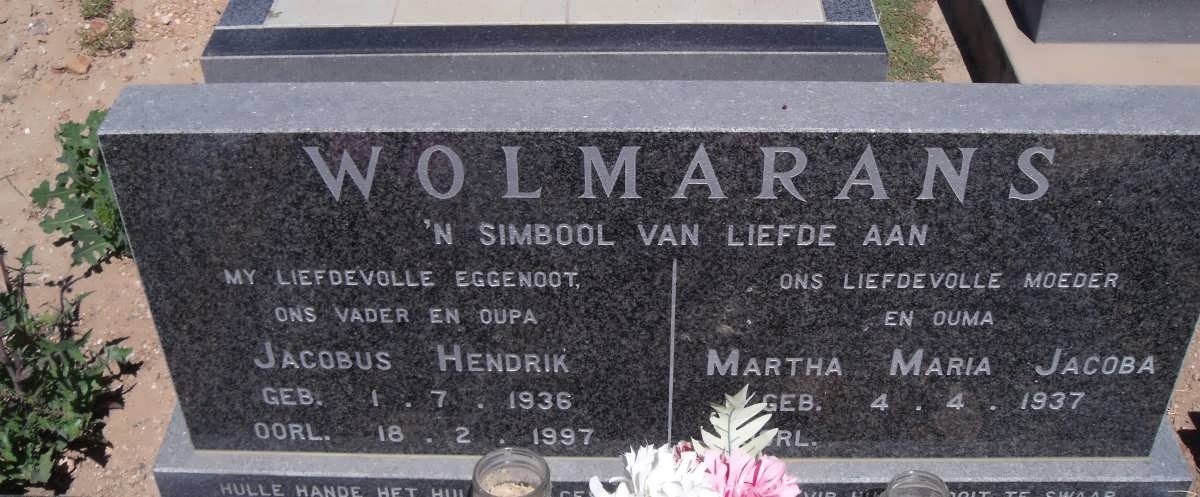 WOLMARANS Jaco Hendrik 1936-1997 &amp; Martha Maria Jacoba 1937-